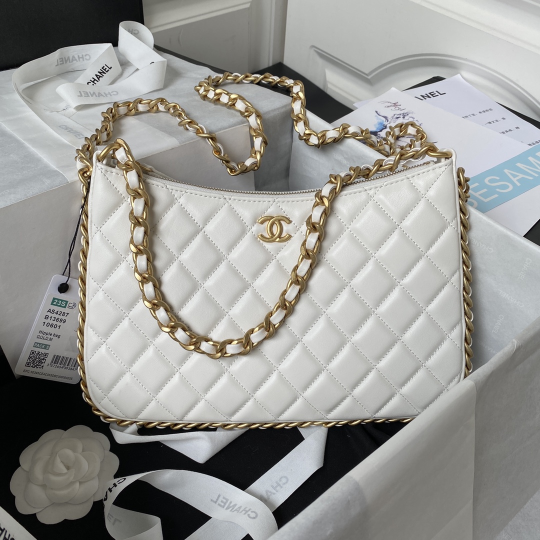 Large Lambskin Hobo Bag AS4287 White